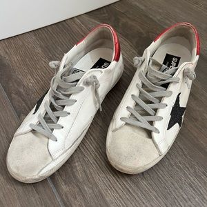 Golden Goose Mid-Star black glitter star, red back. Size 40. Good condition.